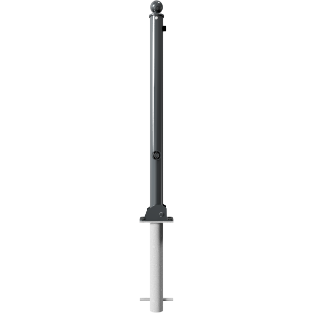 Ornamental bollard | Series 465B | � 60 mm | foldable, self-engaging lock,for casting in concrete, with hot-dip galvanized groundsocket part-no. 470.60, approx. 400 mm below ground | with triangular locking mechanism acc. with DIN 3223 | without eyelet